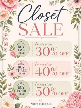 Closet Sale Promotional Poster - Pink Floral 30-50% Off